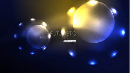 Circles with bright neon shiny light effects, abstract background wallpaper design