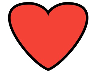 Vector red heart, round border, black heart, white background