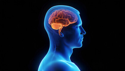 Obraz premium he Active Human Brain Inside a Man's Body. Generative AI