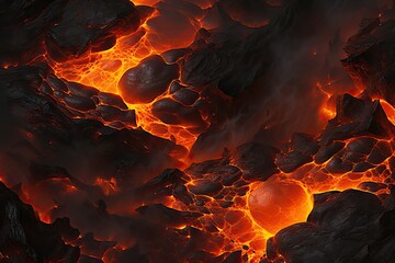 fire rocks melting texture lava magma Seamless heat hot background wallpaper art black burn burnt closeup colours fractured crust design detail earth ejection erupt eruption - obrazy, fototapety, plakaty