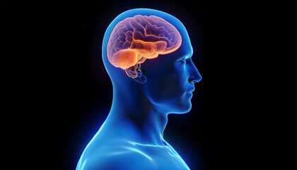 Fototapeta premium he Active Human Brain Inside a Man's Body. Generative AI