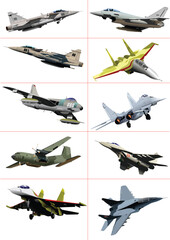 Big set of Air force team. Vector color 3d hand drawn illustration - obrazy, fototapety, plakaty