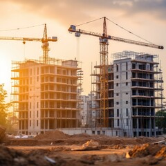 Building under construction, industrial development, construction site engineering