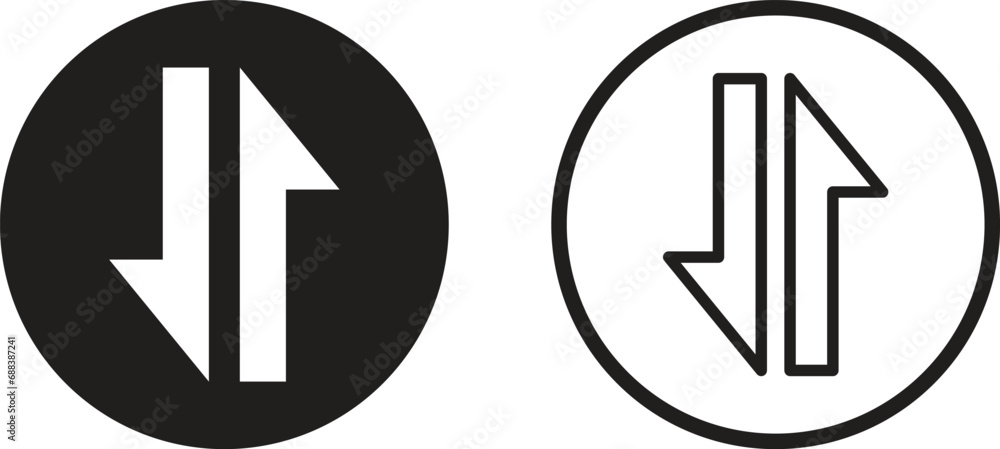 Poster exchange data icon set in two styles isolated on white background . transfer data icon vector