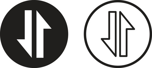 Exchange data icon set in two styles isolated on white background . Transfer data icon vector