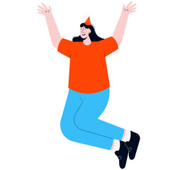 A Woman Who is Having a Happy New Year Celebration Illustration