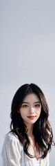 Naklejka premium 배너용 세로형 하늘바탕 긴머리여자