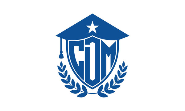 CDM three letter iconic academic logo design vector template. monogram, abstract, school, college, university, graduation cap symbol logo, shield, model, institute, educational, coaching canter, tech