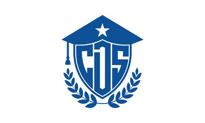 CDS three letter iconic academic logo design vector template. monogram, abstract, school, college, university, graduation cap symbol logo, shield, model, institute, educational, coaching canter, tech