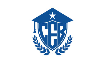 CEB three letter iconic academic logo design vector template. monogram, abstract, school, college, university, graduation cap symbol logo, shield, model, institute, educational, coaching canter, tech
