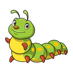 Cute caterpillar cartoon on white background