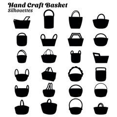 Collection of illustrations of silhouettes of hand craft basket