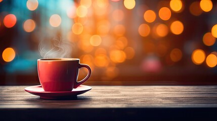 Obraz premium A Coffee on the table with a blurred background