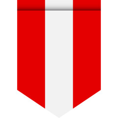 Fototapeta premium Austria flag or pennant isolated on white background. Pennant flag icon.