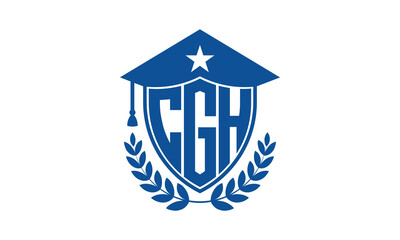 CGH three letter iconic academic logo design vector template. monogram, abstract, school, college, university, graduation cap symbol logo, shield, model, institute, educational, coaching canter, tech