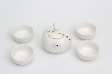 White ceramic dishware on WHITE background