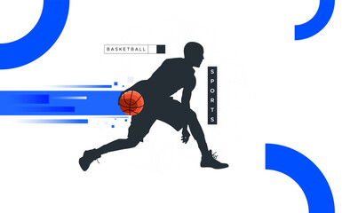 vector silhouette of a person playing basketball in a dribbling pose. basketball sport concept design. sports athlete playing basketball