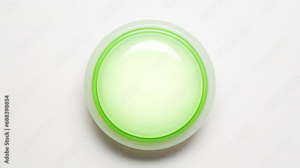 Poster green light fluorescent button isolated on the background of computer graphics website design