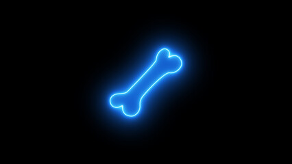 Glowing neon line bone icon isolated on black background. neon bone icon, symbol, sign.