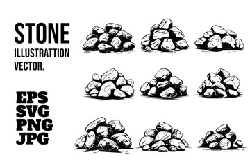 A Unique Collection of Hand-Drawn Icons Illustrating Diverse Stones, Each with Distinctive Details and Artistic Flair. © Sulthan Vector