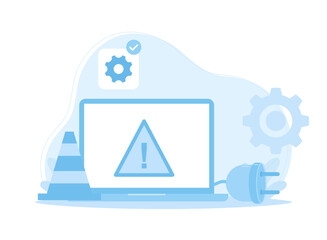 laptop electrical problems concept flat illustration