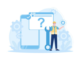 mobile device repair trending concept flat illustration