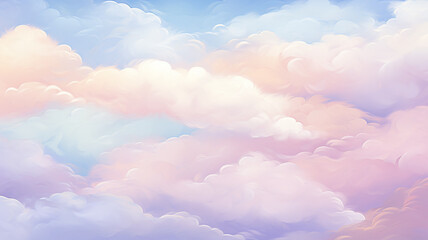 watercolor light soft color clouds background in the style of drawing cartoon pink and blue gradient