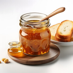 Delicious home-made peanut jam. Made with fresh peanuts, it tastes even better. Store in a transparent container. Generative AI