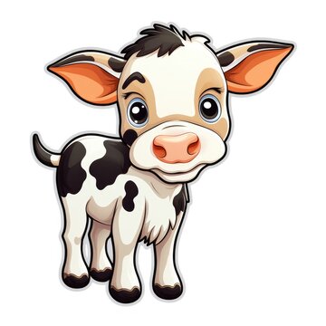 cartoon white background sticker image, animals from farm, cartoon sticker