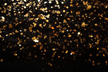 Flatlay background black confetti foil Gold new year christmas holiday celebration decoration abstract bright party shiny texture glistering design pattern