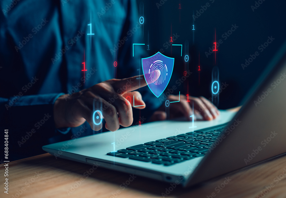 Aufkleber cybersecurity and privacy. protection for data information. cybercrime. compromised information inte