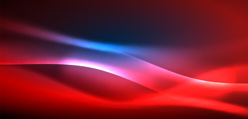 Dynamic waves in ethereal glow of neon lights. Concept merges fluidity of motion with vibrant allure of neon, crafting entrancing backdrop that embodies both vitality and futuristic sophistication