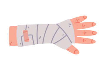 Bandaged Hand First Aid for Injured Body Part Vector Illustration