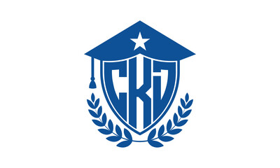 CKD three letter iconic academic logo design vector template. monogram, abstract, school, college, university, graduation cap symbol logo, shield, model, institute, educational, coaching canter, tech