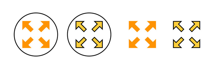 Fullscreen Icon set for web and mobile app. Expand to full screen sign and symbol. Arrows symbol
