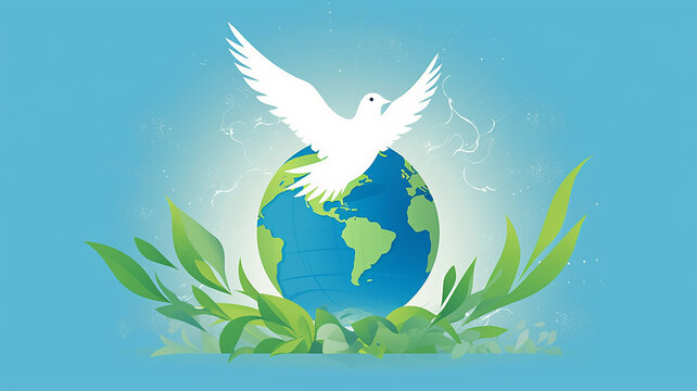 The symbol is the dove logo for World Peace Day.