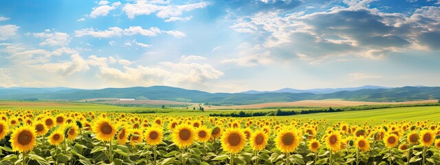 Beautiful Day Over sunflowers field