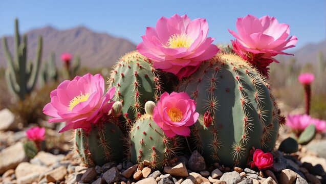 pink cactus in bloom