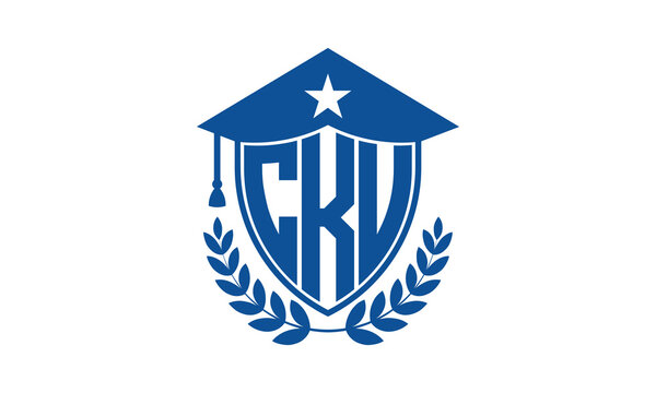 CKU three letter iconic academic logo design vector template. monogram, abstract, school, college, university, graduation cap symbol logo, shield, model, institute, educational, coaching canter, tech