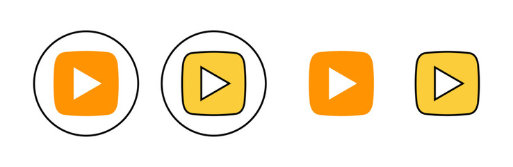 Play Icon set for web and mobile app. Play button sign and symbol