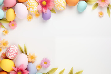 Fototapeta na wymiar easter card with eggs and flowers