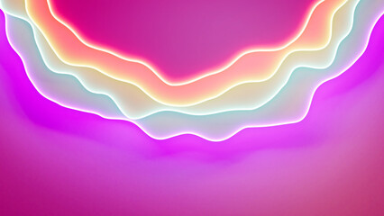colorful bright rainbow agleam soft shapes on purple bg - abstract 3D rendering