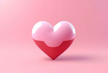 Pink heart on pink background. 3d render. Love concept for valentine day 