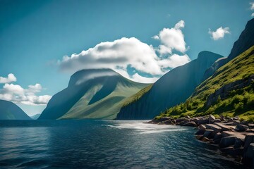 Beautiful View of Gros Mountain in National Park of Newfoundland - obrazy, fototapety, plakaty