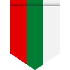 Bulgaria flag or pennant isolated on white background. Pennant flag icon.