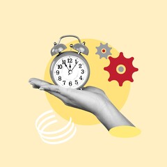time concept, alarm clock in hand