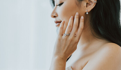 Bridal Compilation, Close Up of Engagement Ring and Earrings