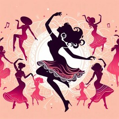 background with dancing girl