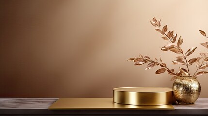 Copy space for displaying your product on a Golden table