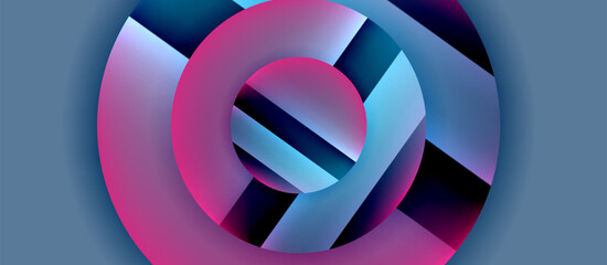 Glossy metal glowing circles geometric background. Minimal abstract composition. Vector illustration For Wallpaper, Banner, Background, Card, Book Illustration, landing page